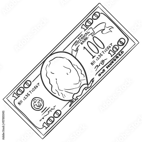 Vector Single Sketch One Hundred Dollars Banknote