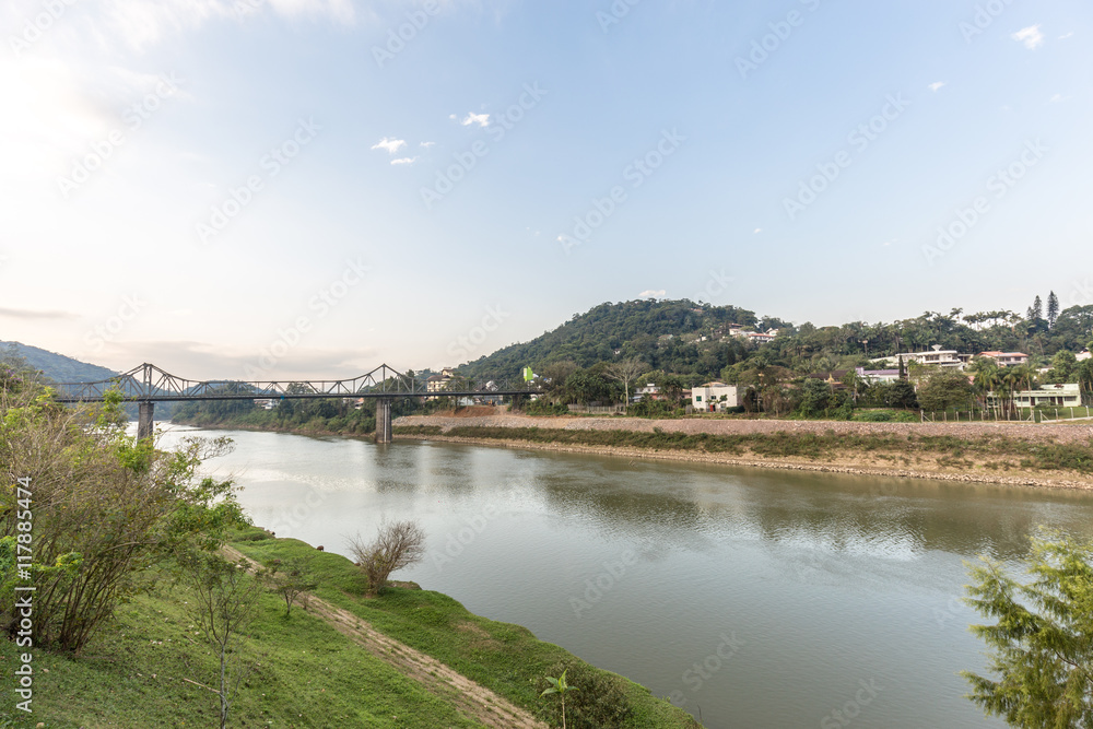 View of Itajai river at Blumenau, Santa Catarina.