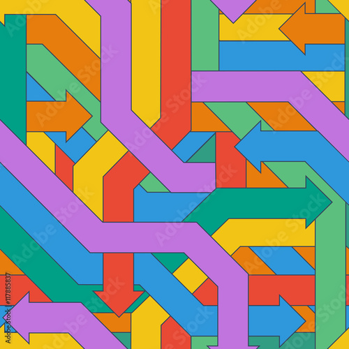Φωτογραφία Seamless pattern of colorful intertwined arrows.