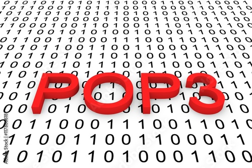 POP3 in the form of binary code, 3D illustration photo