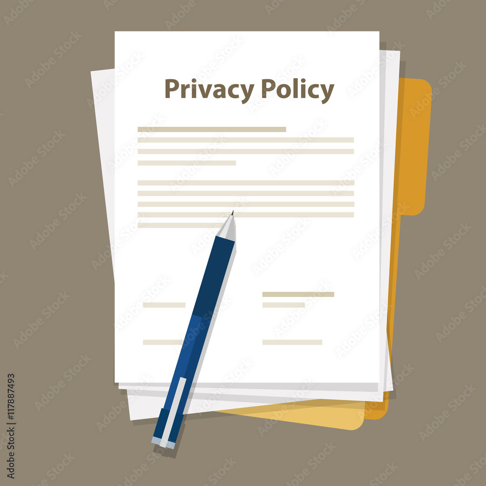 Privacy Policy document paper and pen Privacy Policy document paper and pen