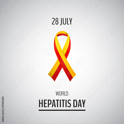 Vector illustration with 2 color ribbon on light background. 28 July World Hepatitis Day