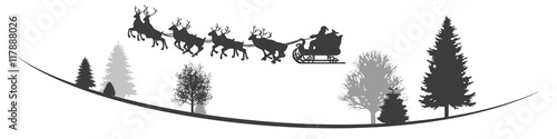 Santa Clause mit Schlitten und Rentieren