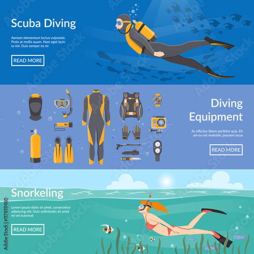 Diving And Snorkeling Horizontal Banners