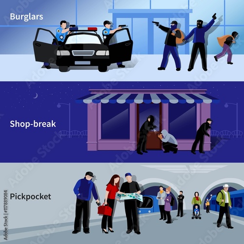 Burglar Icons Banners