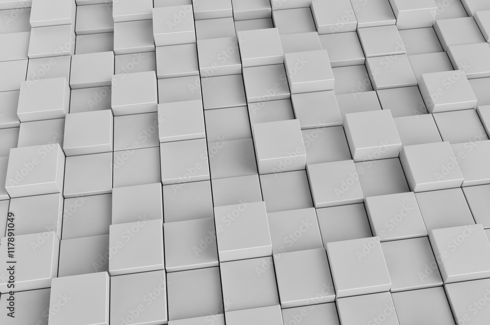 Abstract 3d cubes background light gray