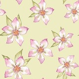 Simple floral pattern. Seamless background. Hand drawn watercolor flowers 2