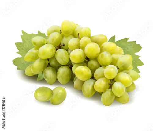 green grapes isolated on the white