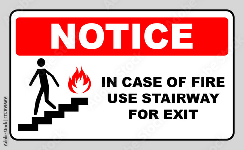 in case of fire use stairway for exit sign. vector symbol
