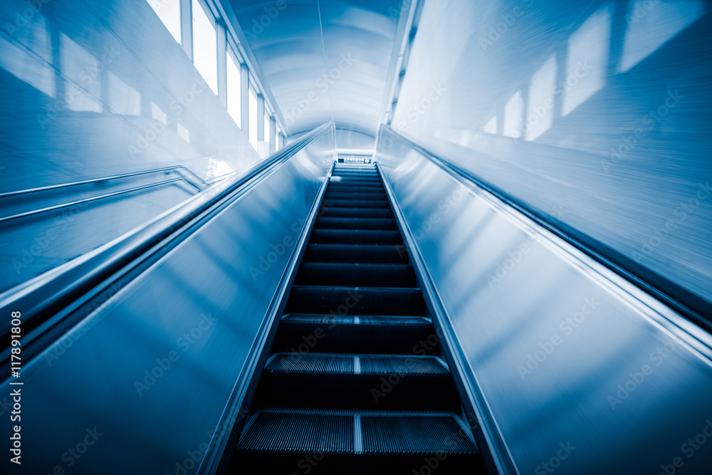 Empty Escalator In Modern Building Empty Escalator In Modern Building
