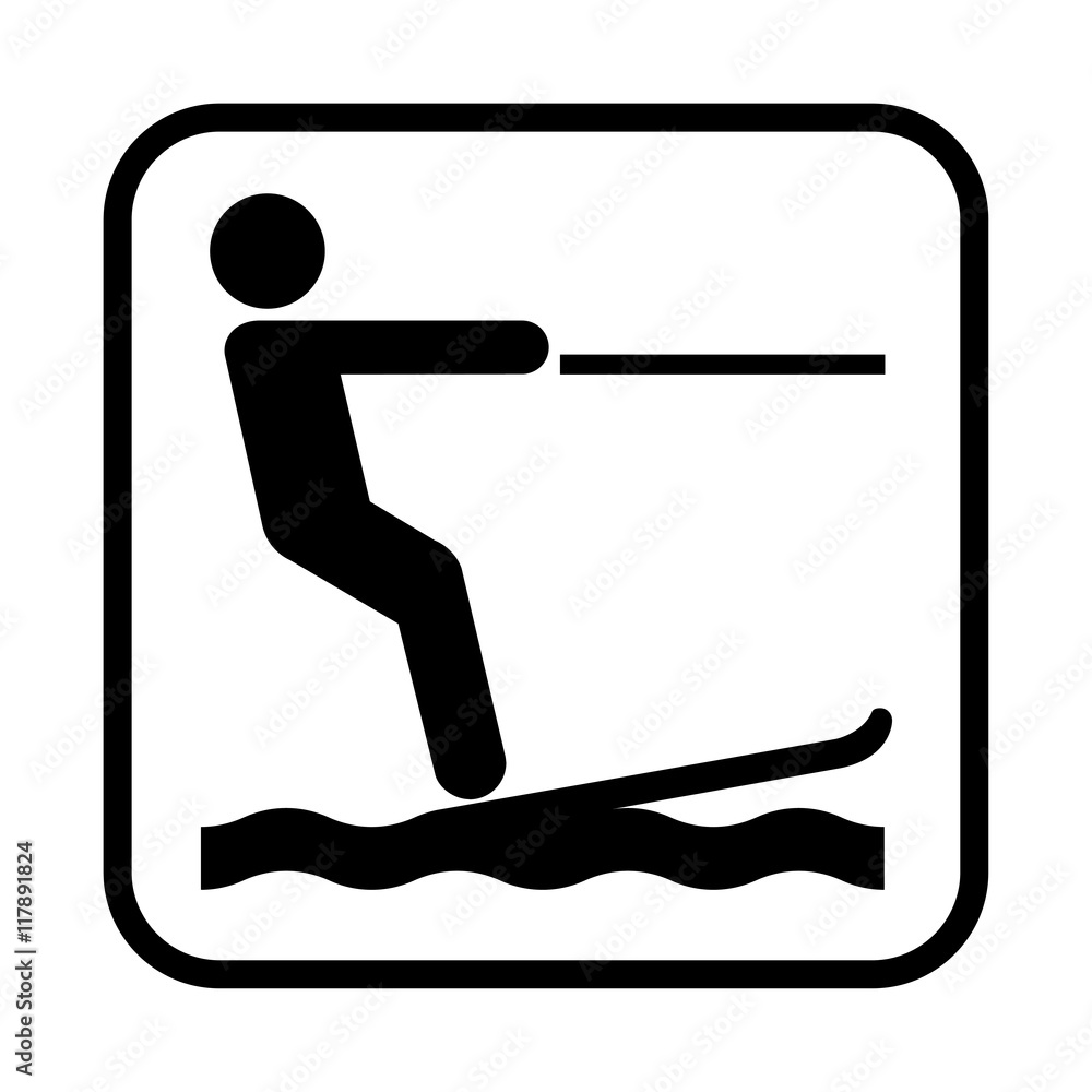 Water skiing icon. Flat vector illustration isolated on white ...
