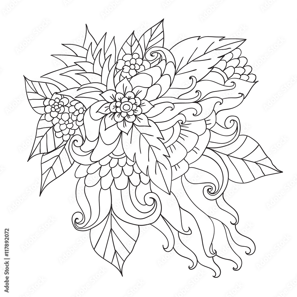 Hand drawn ethnic ornamental patterned floral frame. Hand drawn ethnic ornamental patterned floral frame.