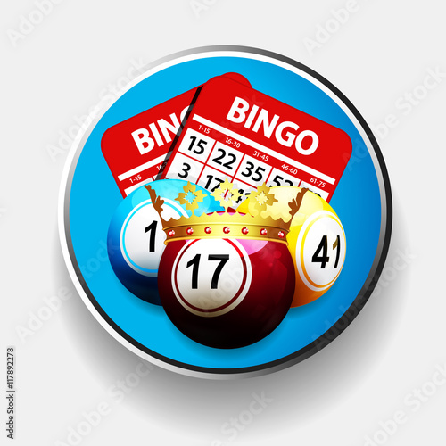 Bingo king and cards over metallic border
