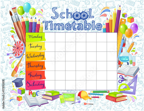 Template school timetable photo