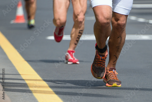 Marathon competition during an ironman the numbers on the leg