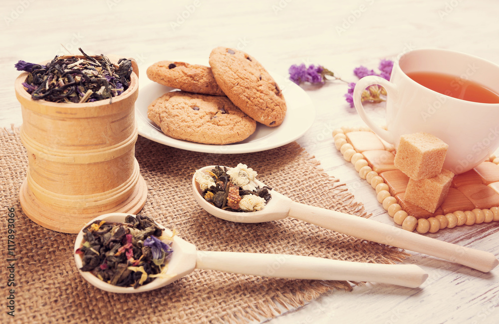 Herbal tea and cookies Herbal tea and cookies