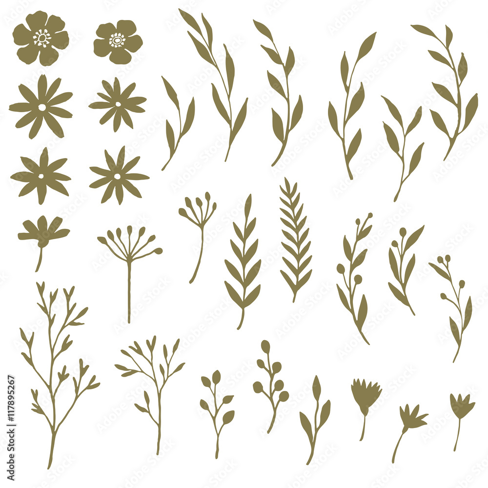 Fototapeta premium Hand drawn flowers and palnts