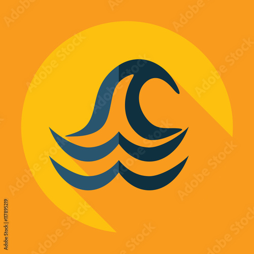 Flat modern design with shadow  Icon wave