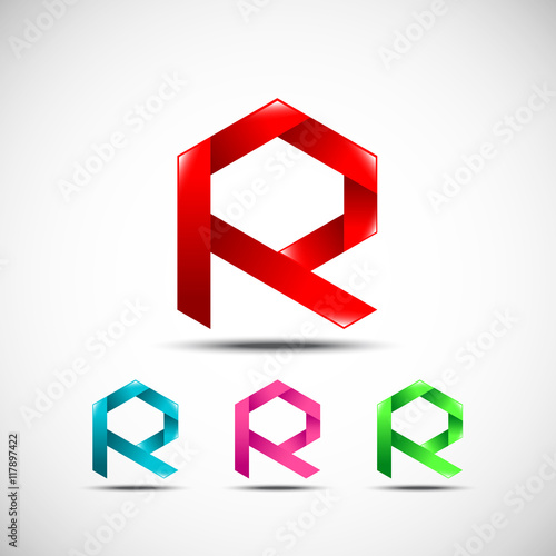 Abstract letter R logo,vector origami design template elements
