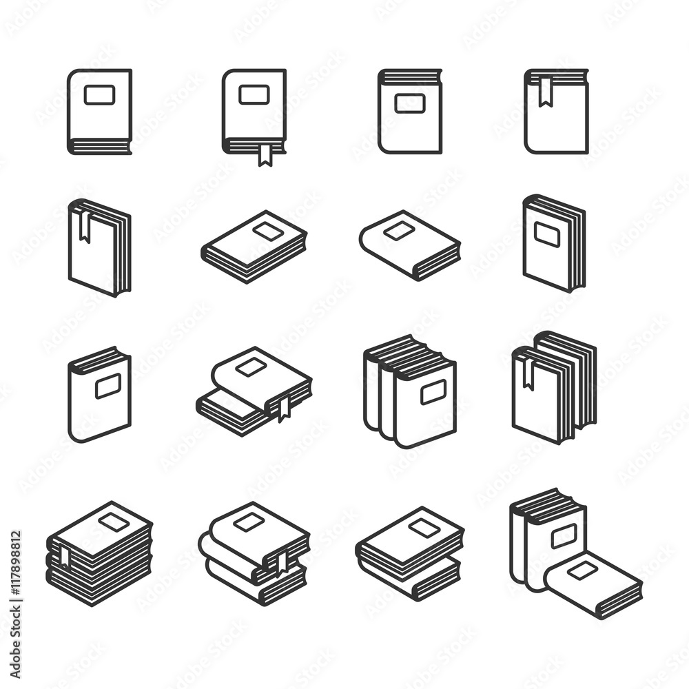 Office folders icons set in black and white. Vector illustration