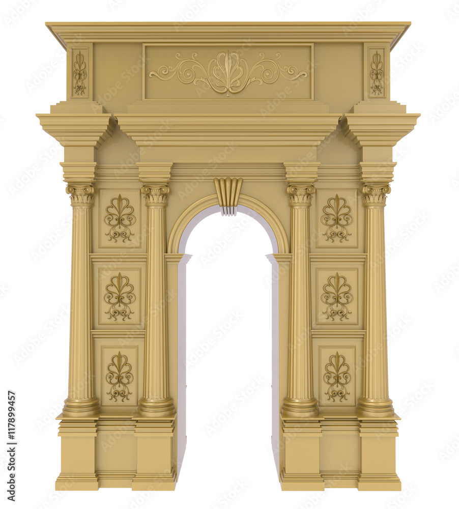 Classic arch with gilded columns and carvings