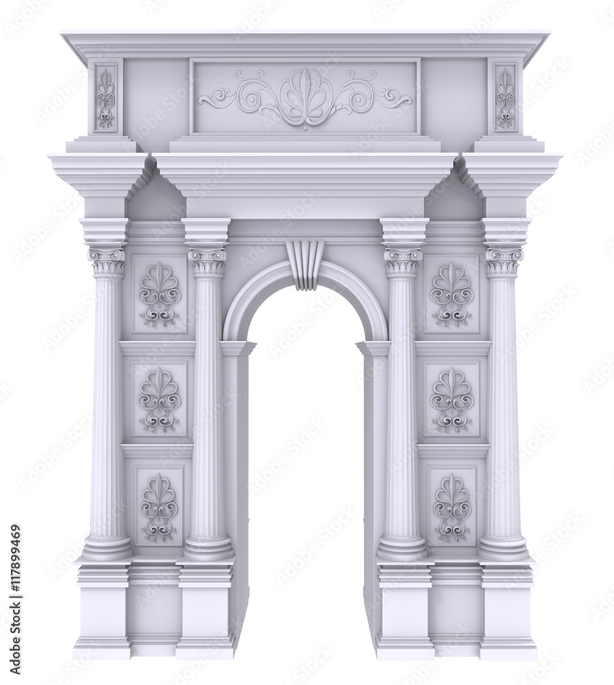 Classic white stone arch with columns Classic white stone arch with columns
