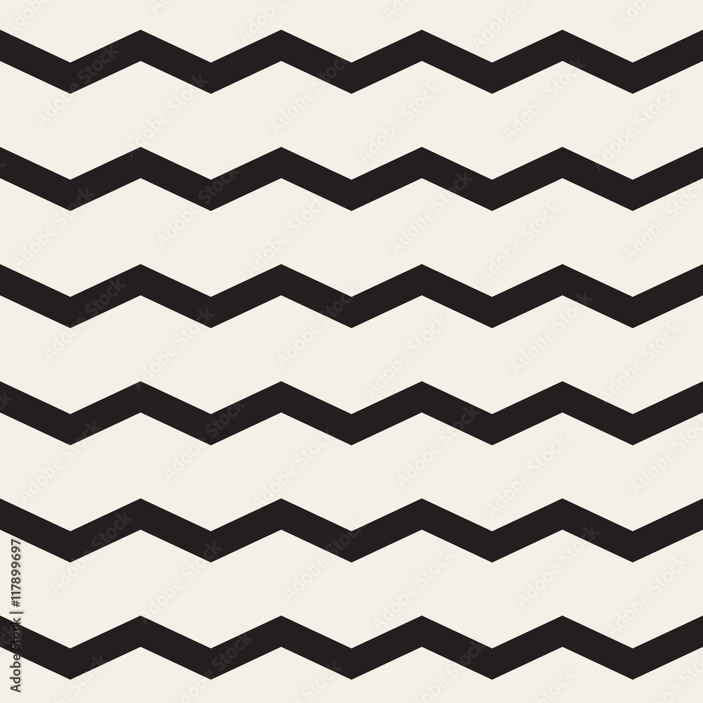 Vector Seamless Black and White ZigZag Horizontal Lines Geometric Pattern Vector Seamless Black and White ZigZag Horizontal Lines Geometric Pattern