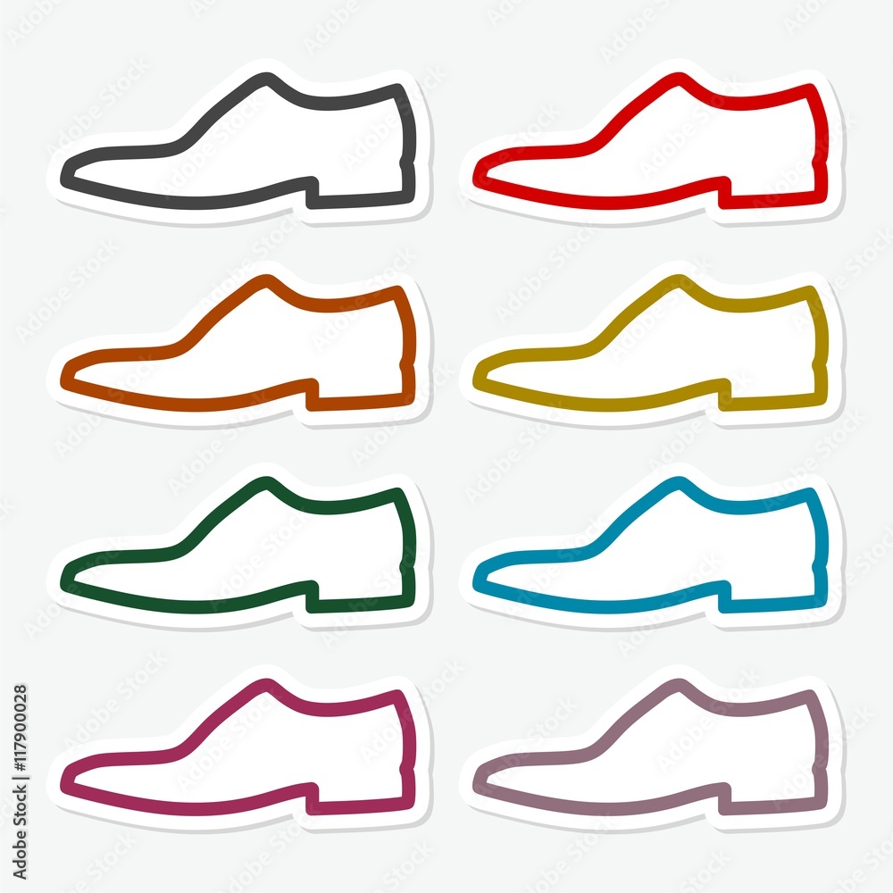 Men's shoe icon, Set of colored icons Men's shoe icon, Set of colored icons