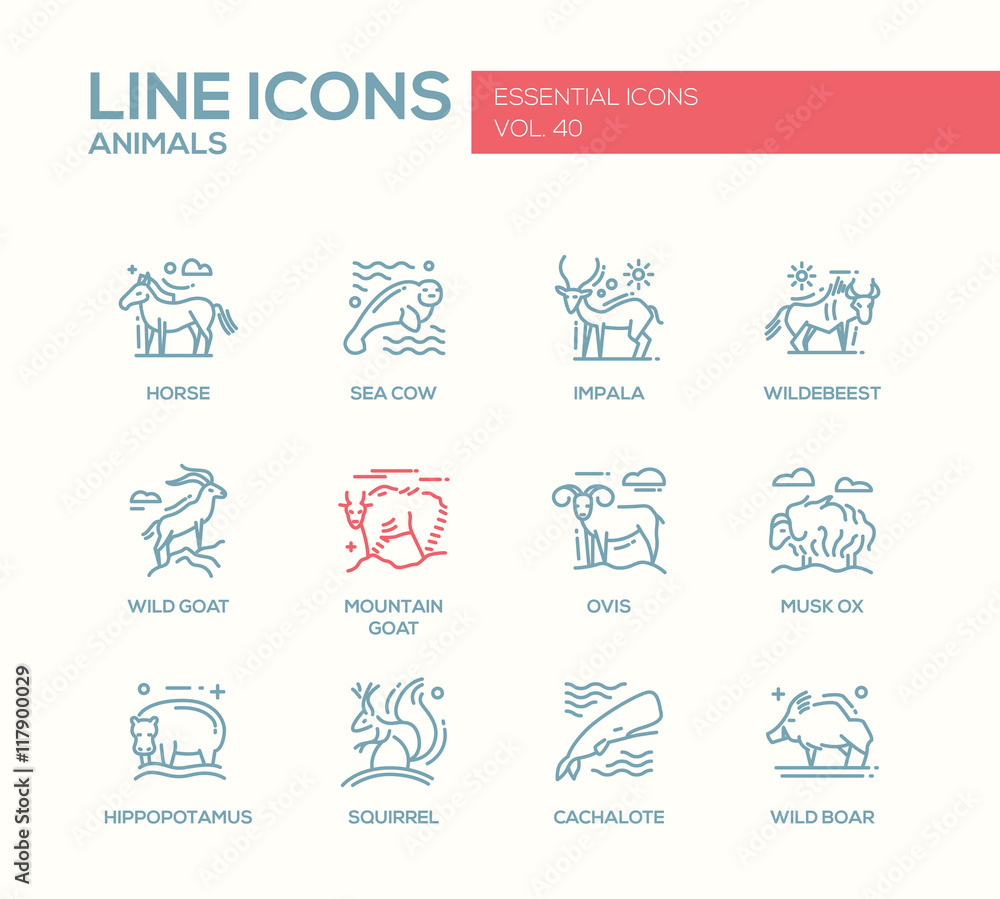 Animals - line design icons set