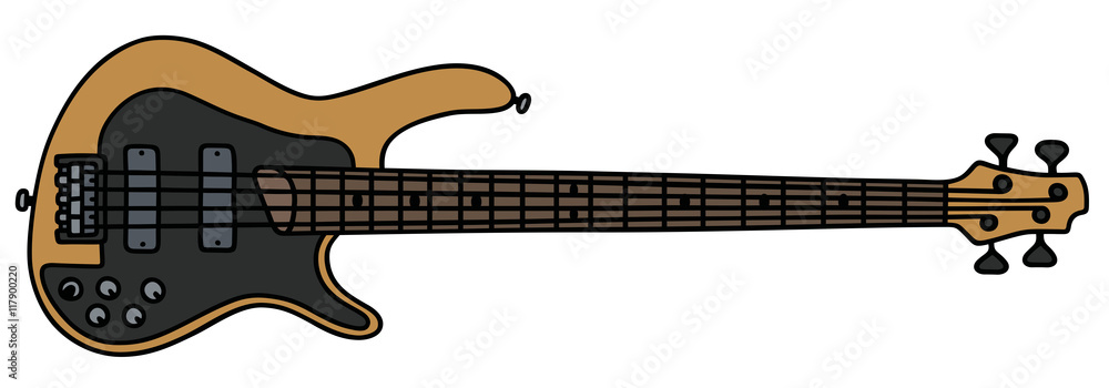 Naklejka premium Electric bass guitar / Hand drawing, vector illustration