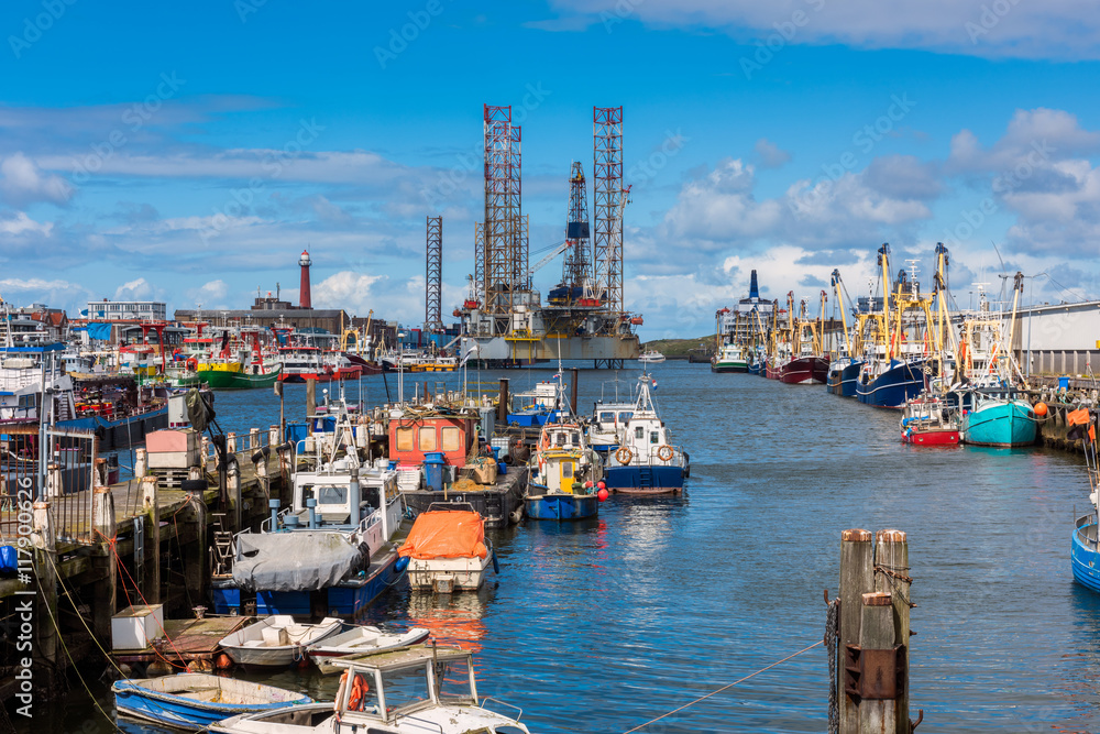Fishing Harbour of IJmuiden Netherlands in spring