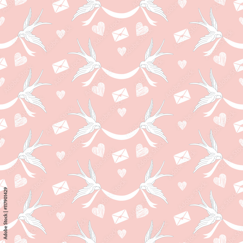Vector pattern with flying swallows. Vector pattern with flying swallows.