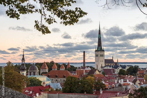 Autumnal morning view of old town Tallinn, Estonia