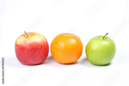 Red Green Apple and Orange