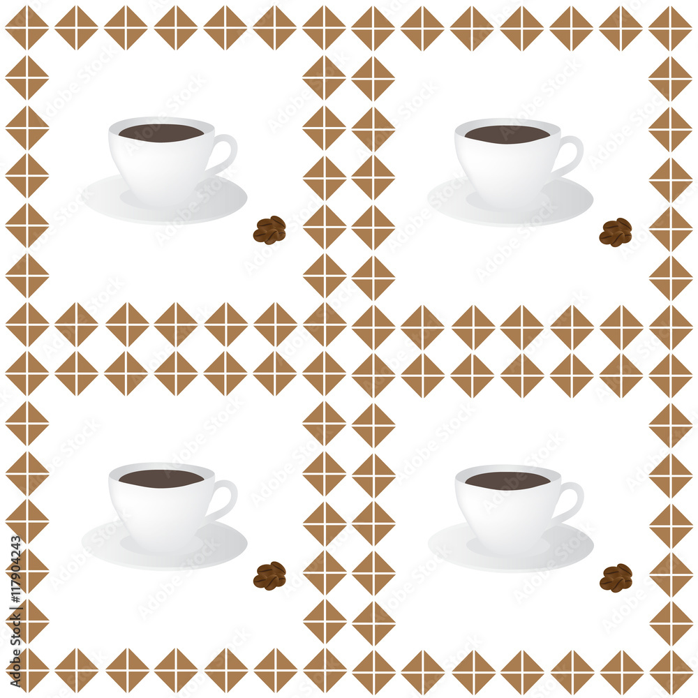 Obraz premium Бесшовный узор чашки кофе