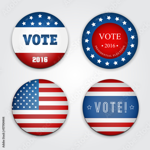 Vector Illustration of a set of four 2016 election buttons