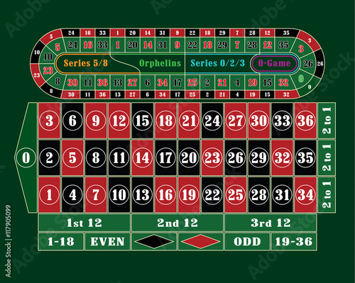 Traditional European Roulette Table vector illustration