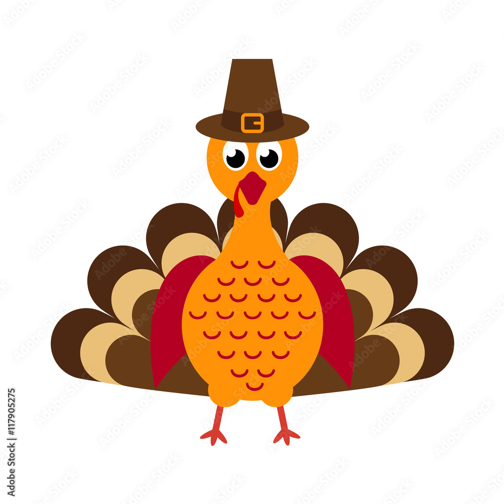 cartoon turkey with hat Stock Vector | Adobe Stock