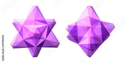 Vector set of views of transparent complex geometric shape based