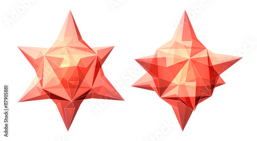 Vector set of views of transparent complex geometric shape based