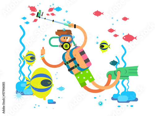 Diver character flat design