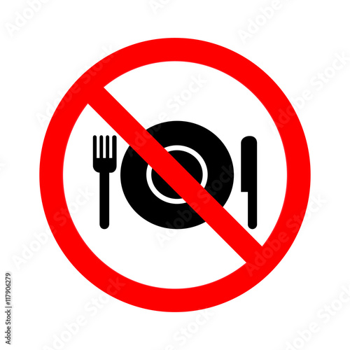 no eating sign on white background.vector illustration