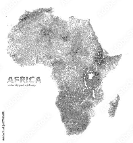 Vector stippled relief map of Africa