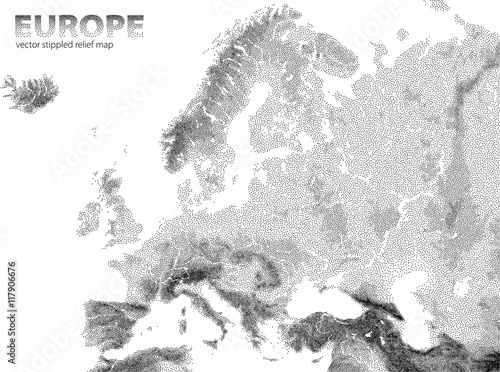 Vector stippled Europe relief map