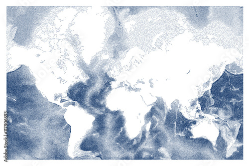 Stippled world ocean relief vector map