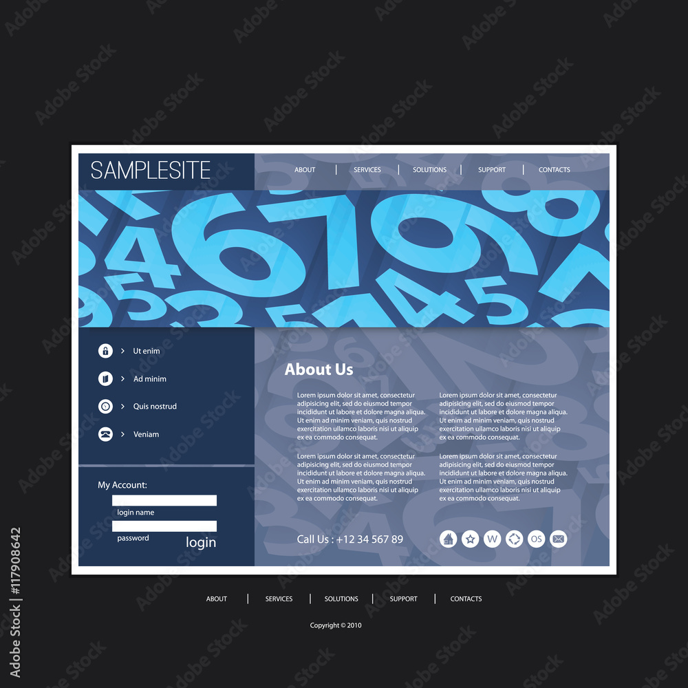 Website Template with Numbers Header Design Website Template with Numbers Header Design