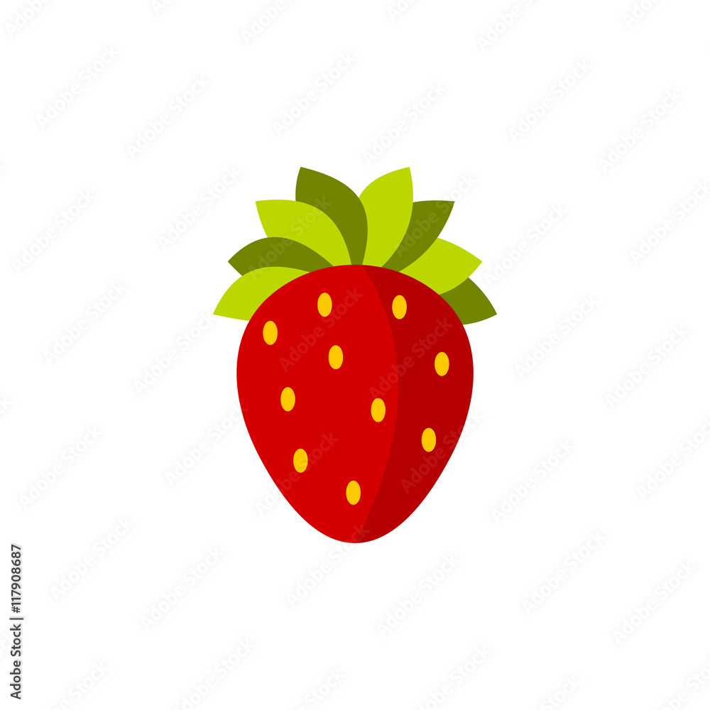 Strawberry icon in flat style on a white background Strawberry icon in flat style on a white background