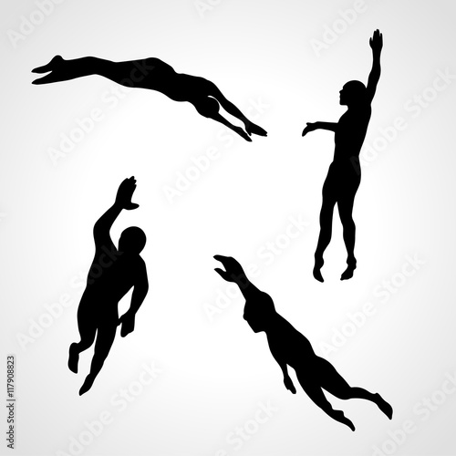 Swimmers vector. Set of Silhouettes. Sport swimming collection