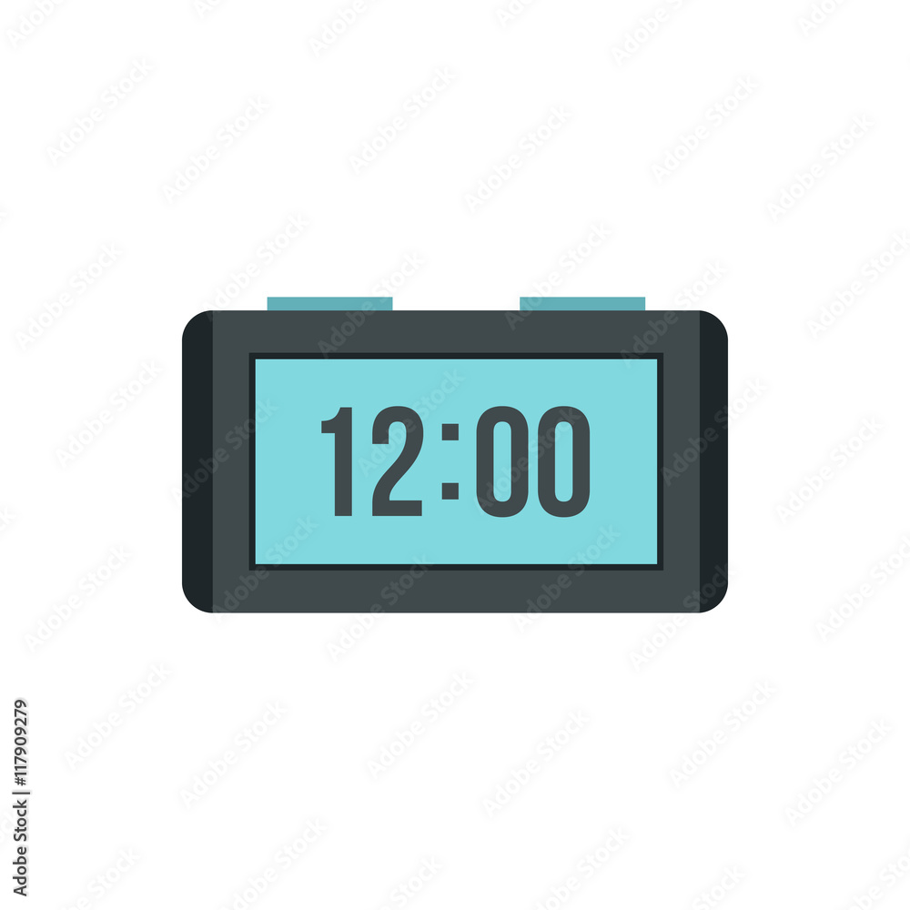 Digital table clock icon in flat style on a white background Digital table clock icon in flat style on a white background