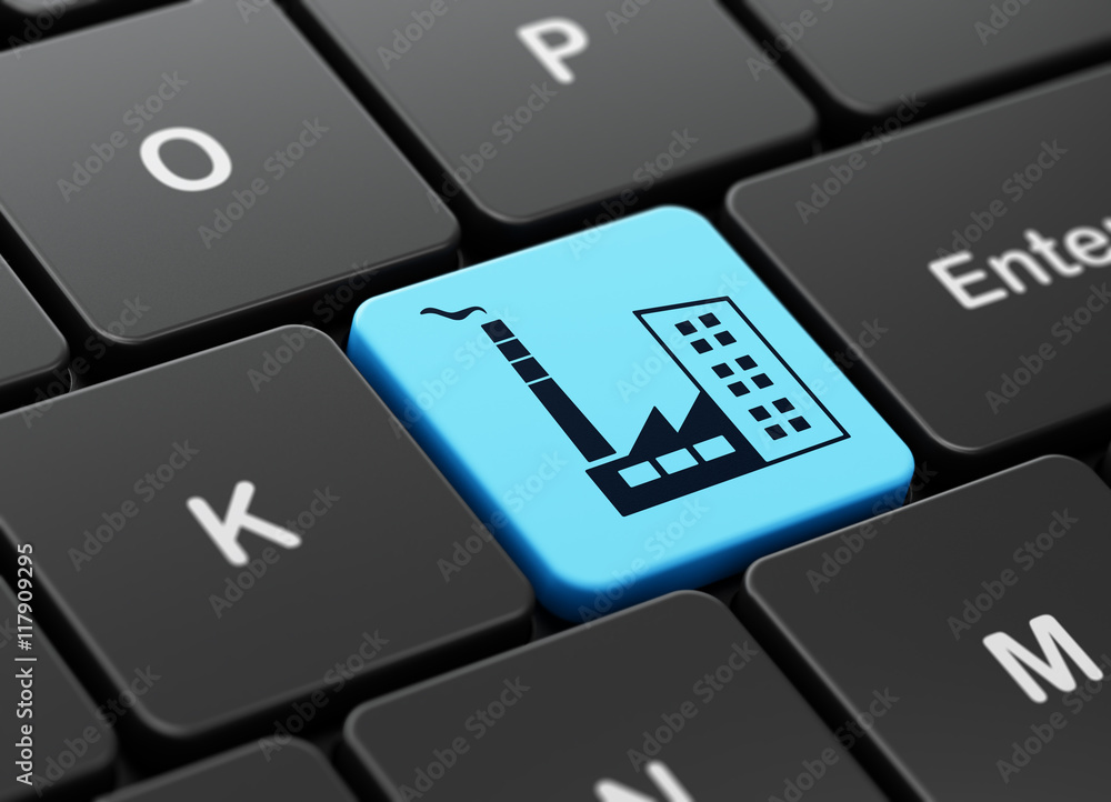 Industry concept: Industry Building on computer keyboard background